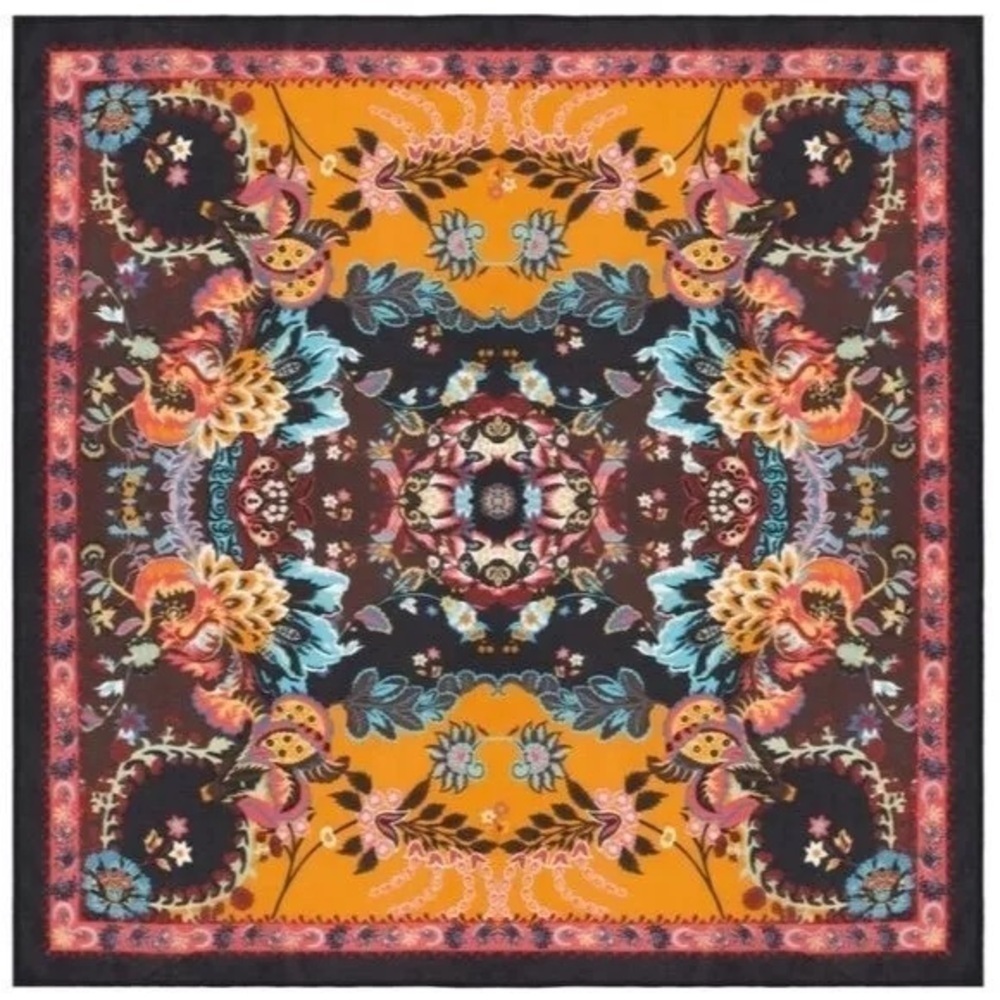 VISMAYA Rhapsody Square Oversized Rayon Scarf Bold Graphic Abstract Print 25x25